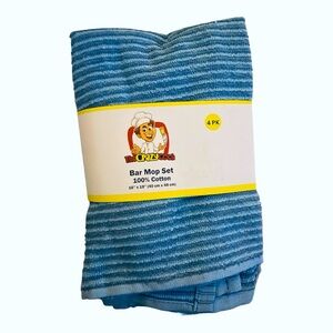 The Crazy Cook Bar Mop Set‎ 100% Cotton 4pk Kitchen Towels 16”x29”(40cm x 48cm)